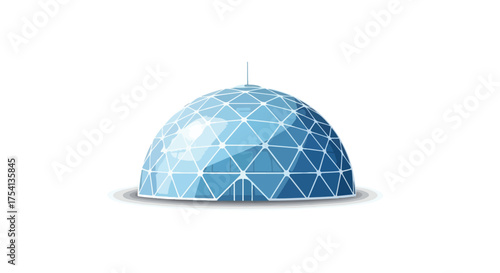 Futuristic geodesic dome structure on white background reflecting modern architecture and energy efficiency for sustainable living isolated