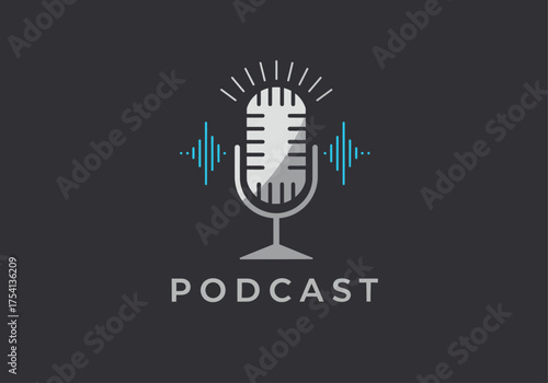 Podcast radio logo icon. Vector illustration.