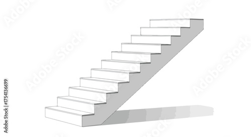 Monochrome architectural staircase drawing illustrating vertical transportation and design considerations for residential spaces