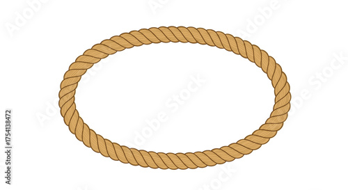 A rough rope formed into an oval shape on a white background.