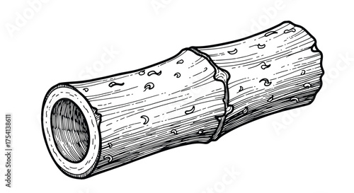 A hollowed out piece of hollow reed or bamboo stalk used for various purposes.