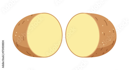 Halved Potato Illustration Depicting Fresh Ingredient Ready for Culinary Use and Healthy Eating Concept Food Visual 150