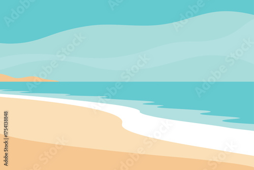 clean vector illustration of beach shore with soft