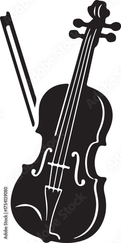 Vector art of violin with bow in vector format for music