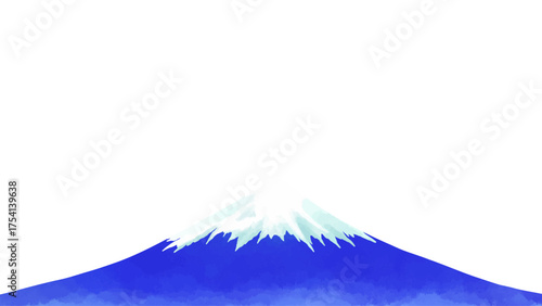水彩の富士山のベクターイラスト風景_透過背景