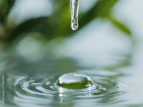 Wallpaper Mural Droplet falling into water, rings and greenery Torontodigital.ca