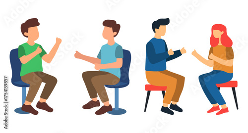 People Sitting and Talking Illustration