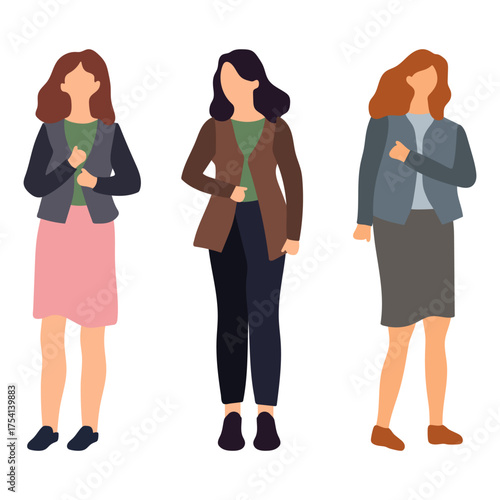 Three Women in Professional Attire Illustration