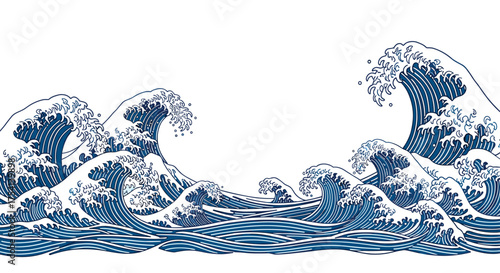 The powerful ocean waves crash against each other powerfully.