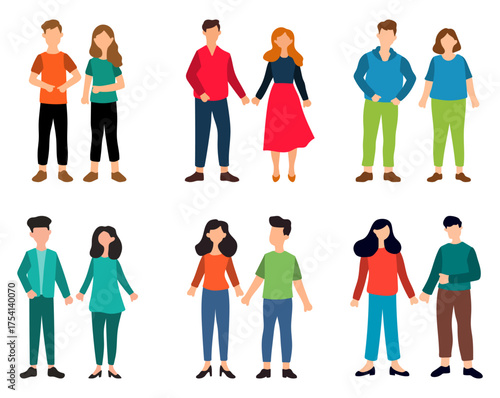 Diverse Couples Holding Hands Illustration