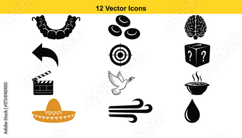 Collection of vector icons silhouette isolated on white background
