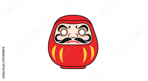 Japanese lucky charm doll with painted face and no arms.