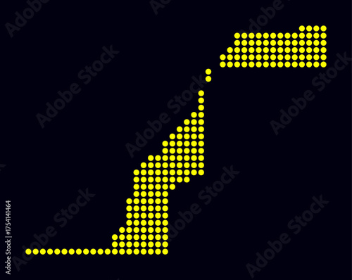 Western Sahara dotted map. Digital style map of the country on dark background. Western Sahara shape with circle dots. Colored dots style. Large size circles. Classy vector illustration.