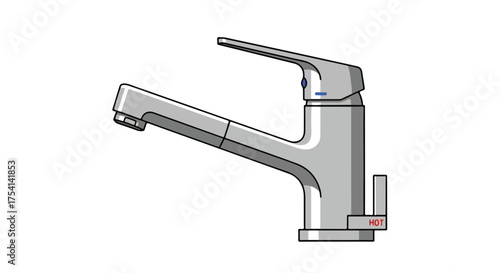 Modern silver faucet with hot indicator offers a clean and efficient water dispensing solution for kitchens and bathrooms