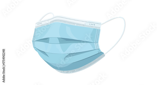 Illustrative representation of a standard light blue surgical face mask providing protection against viruses and airborne particles