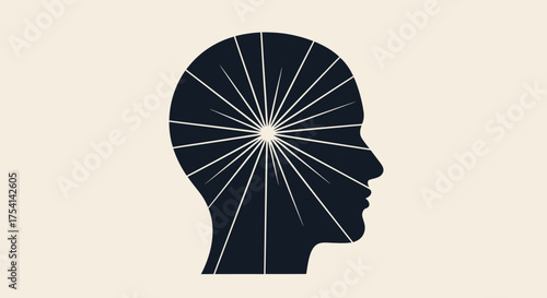 Abstract Human Head With Light Rays Creative Vision Symbol
