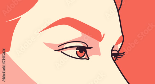 Abstract Minimalist Illustration Of A Woman's Eyes And Facial Features