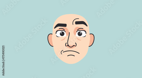 Cartoon Man With a Downcast Expression Isolated On Pastel Background