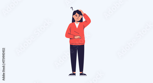 Confused Woman With Question Mark Symbol Above Head Illustration