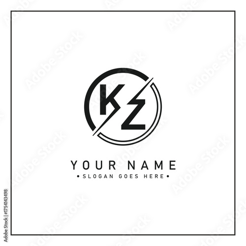 KZ Vector Logo Template - Simple Icon for Initial Letter K and Z Monogram