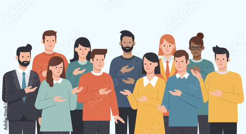 Diverse Group Offering Help Or Advice In Flat Vector Illustration