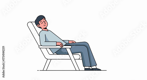 Man Relaxing In Deck Chair Taking A Break From Work And Life