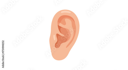Illustrated human auricle representation conveying hearing awareness on an isolated layout providing educational or graphical resource material