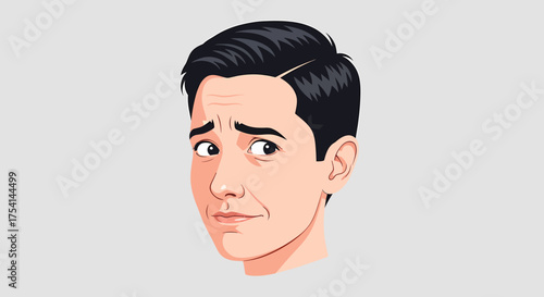 Portrait Of A Cartoonish Man Expressing Doubt And Uncertainty