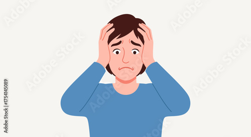 Woman Showing Frustration And Depression Concept Illustration