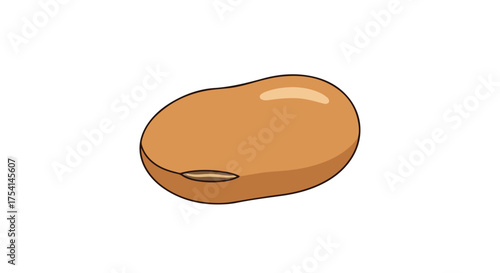 Isolated stylized illustration of a single tan brown bean against a pure white backdrop offering a clean and minimalist visual appeal