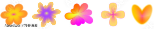 Abstract y2k flower in pastel gradient style. Soft blur aura y2k and glowing shape element create a vivid blur gradient vector effect.