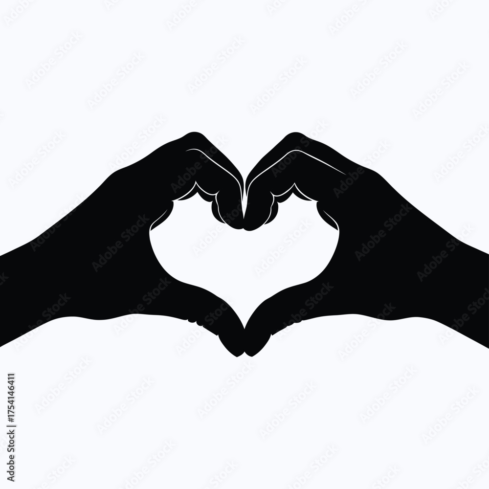Fototapeta premium Hands forming a heart shape with negative space a striking silhouette