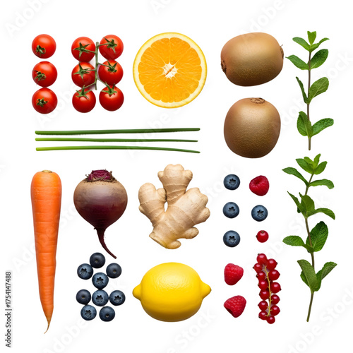  Vibrant Flat Lay A Palette of Fresh Produce Delight.