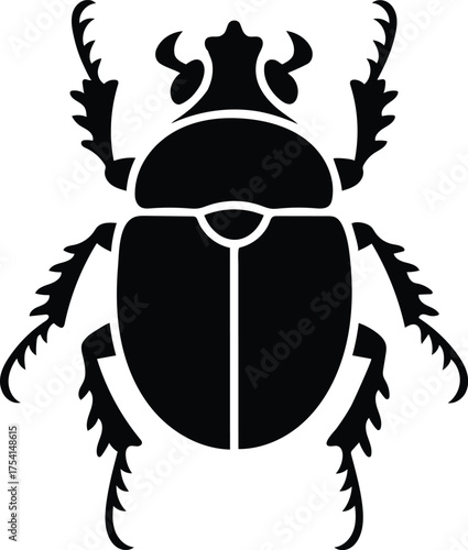 Egyptian Scarab Beetle Silhouette Symbol Illustration