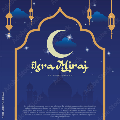 Isra mi'raj banner vector illustration the night journey