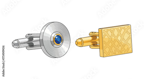 Elegant cufflink collection: artistic rendering of formal accessories for stylish men and luxurious fashion statements