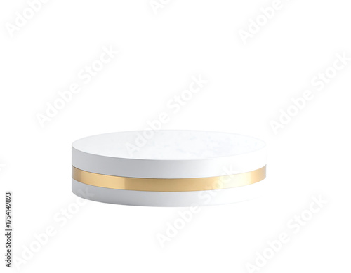 White round podium with gold stripe isolated on transparent background new png