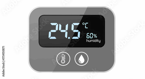 Digital Hygrometer Shows Temperature And Humidity In The Interior