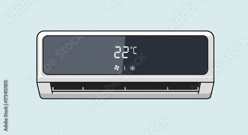 Modern Air Conditioner Unit Displaying 22 Degrees Celsius Temperature