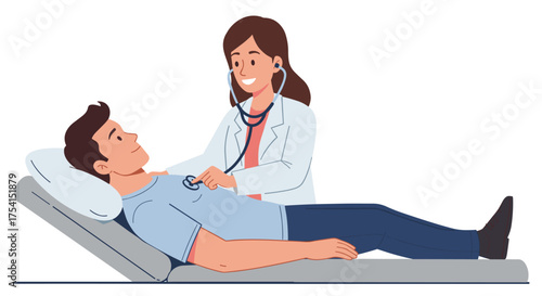 Doctor examining a patient with a stethoscope, depicting a healthcare check-up and medical consultation