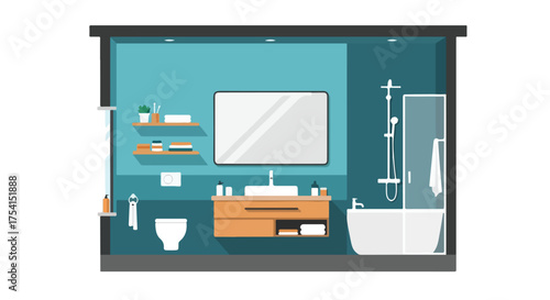 Stylish and functional bathroom interior design with modern fixtures and elegant details emphasizing comfort and practicality for relaxation and