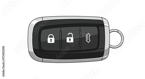 Automotive innovation: A sleek wireless key fob with secure lock, unlock, and remote start functionality, simplifying vehicle access and management