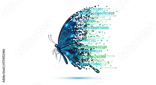Digital butterfly technology concept vector illustration for innovation and transformation design