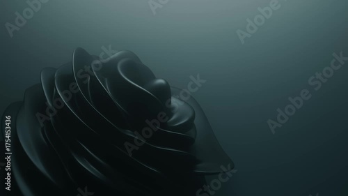 Dark sculptural form with soft, wave-like folds emerges from the corner on a smooth gradient background. Minimalist, elegant and futuristic — perfect for premium digital design.