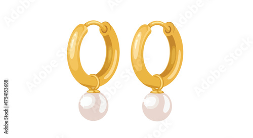 Elegant gold hoop earrings adorned with lustrous pearl pendants, reflecting sophisticated style and delicate charm portraying timeless beauty