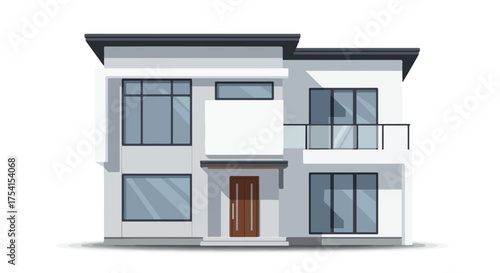 Contemporary Residence Illustration with Clean Lines and Minimalist Design Aesthetics, Perfect for Architectural Visualizations or Real Estate