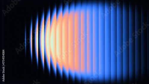 Obraz na płótnie Vibrant neon glass refraction background with glowing orange and blue light effect and smooth motion blur cyber pattern