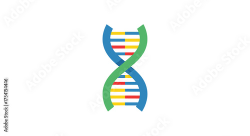 Graphical representation of a dna double helix structure symbolizing genetic information and scientific research visualization