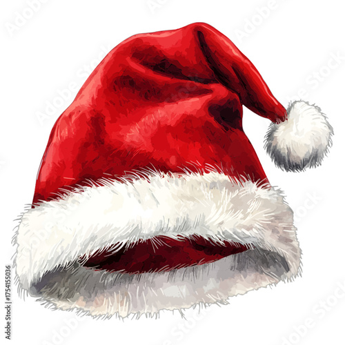 Classic Santa Claus Hat: Watercolor Christmas Clipart
