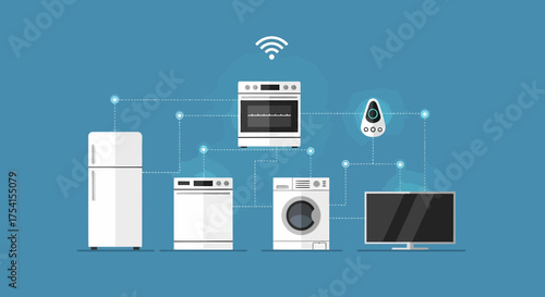 Smart Home Technology, Home Automation Appliances And Devices Connection